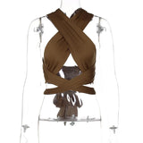 Toloer 2024 New Sexy Cross Hanging Neck Wipe Chest Small Vest Female Tide-Outfit