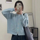 Xiaoxiangfeng Short Sweater Women's 2024 Autumn Soft Waxy Sweet Single-Breasted Round-Neck Sweater Tide-Outfit