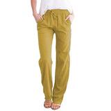 Temperament Commute Solid Color Cotton Linen Drawstring Loose Casual Wide-leg
