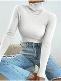Turtleneck Ribbed Knit Sweater-Outfit