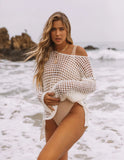 Toloer New Bikini Smock Mesh Hollow Knit Sweater Swimsuit Beach Sunscreen Shirt Female Summer-Outfit