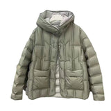 Autumn And Winter New Korean Version Loose And Light White Duck Velvet Hooded Coat Female Casual Pressure Rubber Down Jacket Coat-Outfit