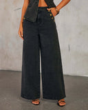 Selling New Solid Color Loose Fashion Long-Sleeved Denim Set Wide-Legged