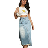 Summer New Deconstruction Of Open Fork High-Waisted Cowboy Half-Body Cotton High-Waist Thin Design Dress