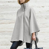 Christmas Bat Sleeve Capes Ponchos High Neck Casual 2022 Celmia Winter Coats Loose Solid Zipper Vintage Jackets Fleece