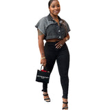 Women's Short Denim Jacket Women's Fashion Casual Waterwashing Color Denim