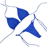 Hanging Neck Solid Three-Point Bikini Sexy Swimsuit Lady Split Strap Adjustable Multi-Color
