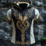 Men's Short-Sleeved Loose Casual Hoodie 3D National Style Digital Printing Short
