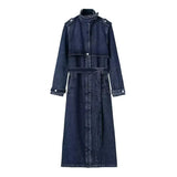 Women's Clothing Temperament Commuting With Belt Long Denim Wind