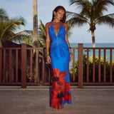 Sling Dress 2025 Summer Print Wrapped Chestless Sleeveless Back Folds To Repair Body-Bossed Ass Dress