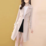 Fashion Foreign Style Apricot Thin Windbreaker Female In The Long Spring 2024 New Straight Tube Show Thin Versatile Coat-Outfit