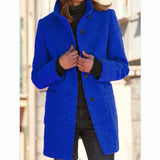 Autumn And Winter Retro Button-Collar Hair Coat Women's