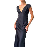Women's New Sexy Deep V Bareback Fashion Long Skirt Hanging Dress Dress
