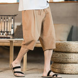 Shorts Men Summer Cotton Linen Retro Trend Horse Pants Wear Linen Casual Sports Loose Seven Points Beach Pants-Outfit