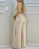 New 2023 Beige Lace Lace Split Jumpsuit-Outfit
