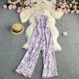 Toloer New 2023 Summer Korean Version Of The Retro Wind Dye Neck Jumsuit Female Show Thin Chest Straight Tube Wide Leg