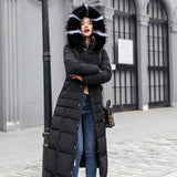 New Cotton-Padded Clothes Women 2023 Korean Version Extended Over The Knee Color Hair Collar Large Size Down Cotton-Padded Jacket Slim Cotton-Padded Jacket Women-Outfit
