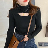 Collar Sweater Bottomed Women's New Autumn And Winter Long-Sleeved High-End Windwear Inside The Collar Knitting