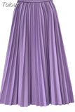 Women Chic Elastic Fashion A Line Elegant College Style Casual Solid Color Office Temperament Spring Summer Pleated