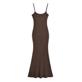 Trendy Women's Dress Hot Girls Sexy Stretch Slim Show Thin Buttocks Halter Skirt Pure Desire Tight Sleeveless Dress-Outfit