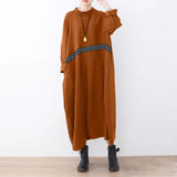 Patchwork Long Sleeves Midi Robe Women's Autumn Sweatshirt Dress Lady Casual Solid Vestidos O Neck Sundress