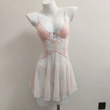 Romantic Sexy Pajamas Summer Women's 2025 New Lace-Thin Pure-Wanbic Wind With Chest Cushions With Sleeping