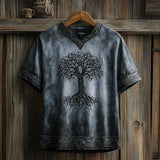 Men's Short-Sleeved Casual V-Neck T-Shirt 3D Digital Print