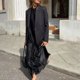 Toloer New 2023 Women's Bottom Dress Fashion Long Sleeve Slit Satin Pendant Wrap Hip Skirt-Outfit