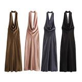 Women's Clothing 2025 Summer New Temperament Hanging Neck Collar Silk Texture Repairing Flute