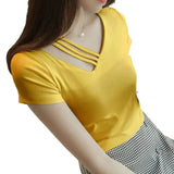 Toloer 2024 New V-Neck Slim Black Long-Sleeved T-Shirt Female Collarbone Niche Large Size White Hollow-Out Top-Outfit