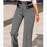 Plaid Printed Straight Temperament Commute Black