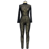 Women's Jumpsuits Slim Long-Sleeved Sexy Velvet Perspective Thin