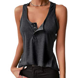 Hot Sale Solid Color Sexy Inside And Outside Wearing Threaded Vest Press Buckle Bottom Top T-Shirt Women's