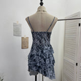 Shooting Mesh Yarn Irregular Rivet Vest Dress Women 2025 Summer Dress New Lotus Edge Sleeveless Top