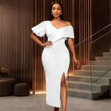 Summer Comfort Personality Lantern Sleeve Dress Party V-Neck Dress Dress
