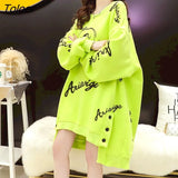 Pullovers Women Korean Style Loose Mid-length Pullover Fashion Irregular Plus Velvet Thicken or Thin Coat Casual