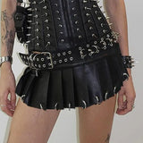 Punk Style Magic Sticker One-Skin Dress Personality Heavy Metal Buckle Hottie Sexy Style Mini
