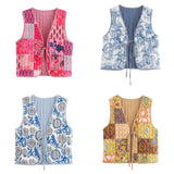 202 Autumn Autumn Winter 4 New Women's Street Fashion Double-Sided Cotton Jacket Vest W089 3112-Outfit
