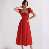 New Summer Fashion Bubble Sleeves With Open Fork Dress Dress Woman