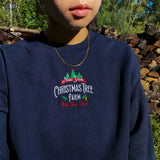 Christmas Tree Farm Embroidered Crewneck Sweatshirt-Outfit