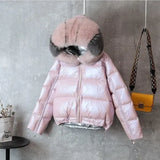 Bomber Jackets Women Winter 90% Duck Down Parkas Jackets Two Sides Wear Woman Puffer Female Hat Fur Hood Coat Harajuku