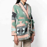Bohemian Jacquard Tassel Cashmere Sweater Coat Women Wool Fashion 2020 Autumn Winter Sweater Cardigan Jacket