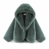 Neon Faux Fur Hooded Coat-Outfit