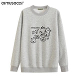 Toloer Cotton Cotton Composite Milk Silk 350G) Autumn And Winter New Cat Print Loose Hooded