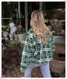 Green Plaid Fleece Outwear Fashion Warm Winter Office Ladies Jacket Coat Za 2022 Women Blazer Femme Oversize Casual Chic