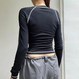 Toloer Hotgirl Function Wind Pit Strip Letter Print T-Shirt New Round Collar Slim Outside Wear Jacket Ins Tide-Outfit