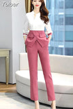 Set Women's Fashion Professional Elegant Business Casual Single Breasted Blazer Clothes Summer Autumn Spring