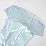 Blue Satin Corset Chiffon Off-shoulder Maxi Dress-Outfit