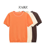 Homemade New Women's Classic Bingbian Short-Sleeved Knitted Knitting Top