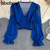 New Floral Chiffon Blouse Female Slim and Versatile Square Neck Stretch Blusa Slim Short Puff Sleeve Shirt